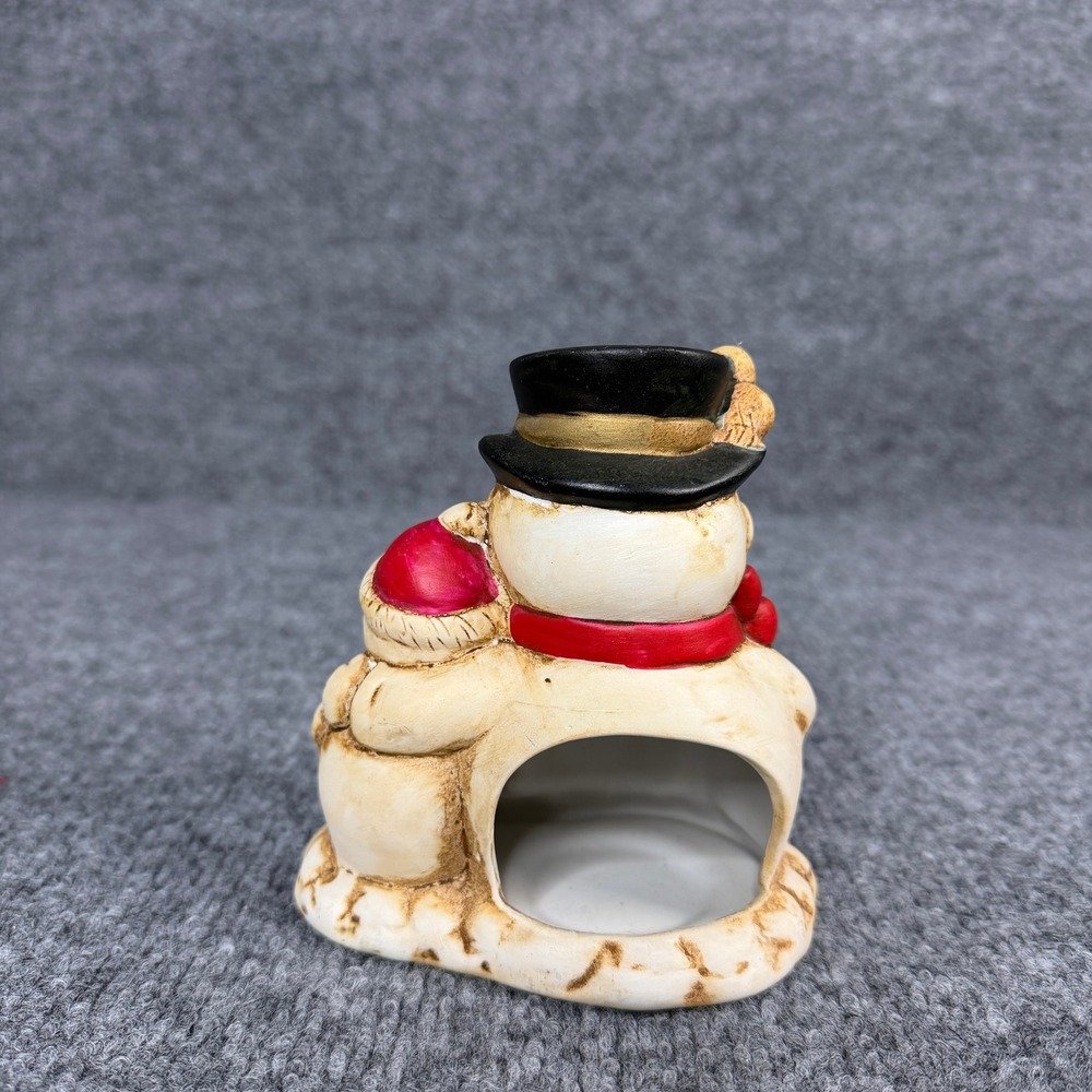 Vintage Snowman Candle Holder Porcelain Winter Tea Light German Christmas Decor - Picture 4 of 12